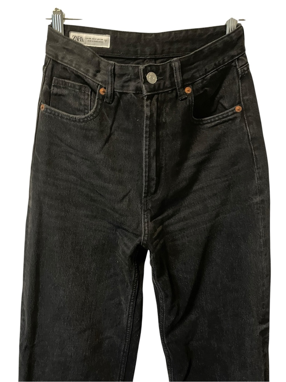 Zara High-Rise Straight Leg Jeans in Black Size 2 - Picture 5 of 10